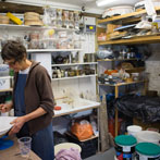 Sheila Herring in her studio at Wobage Farm